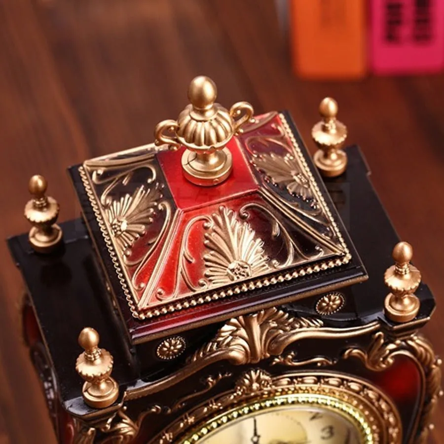 European Retro Table Clock Modern Design Decorative Bedroom Antique Style Desk Clock with 12 Music Hourly Chiming Desktop Clocks