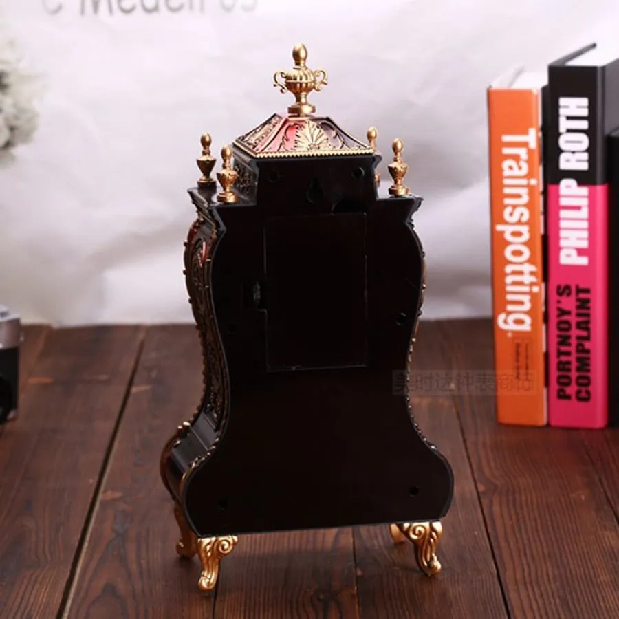European Retro Table Clock Modern Design Decorative Bedroom Antique Style Desk Clock with 12 Music Hourly Chiming Desktop Clocks