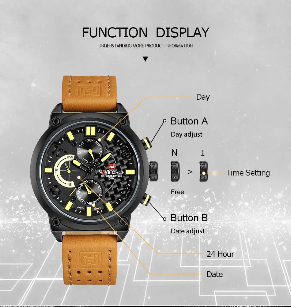 Fashion Casual Men's Watches High Quality Genuine Leather Wrist Watch For Men