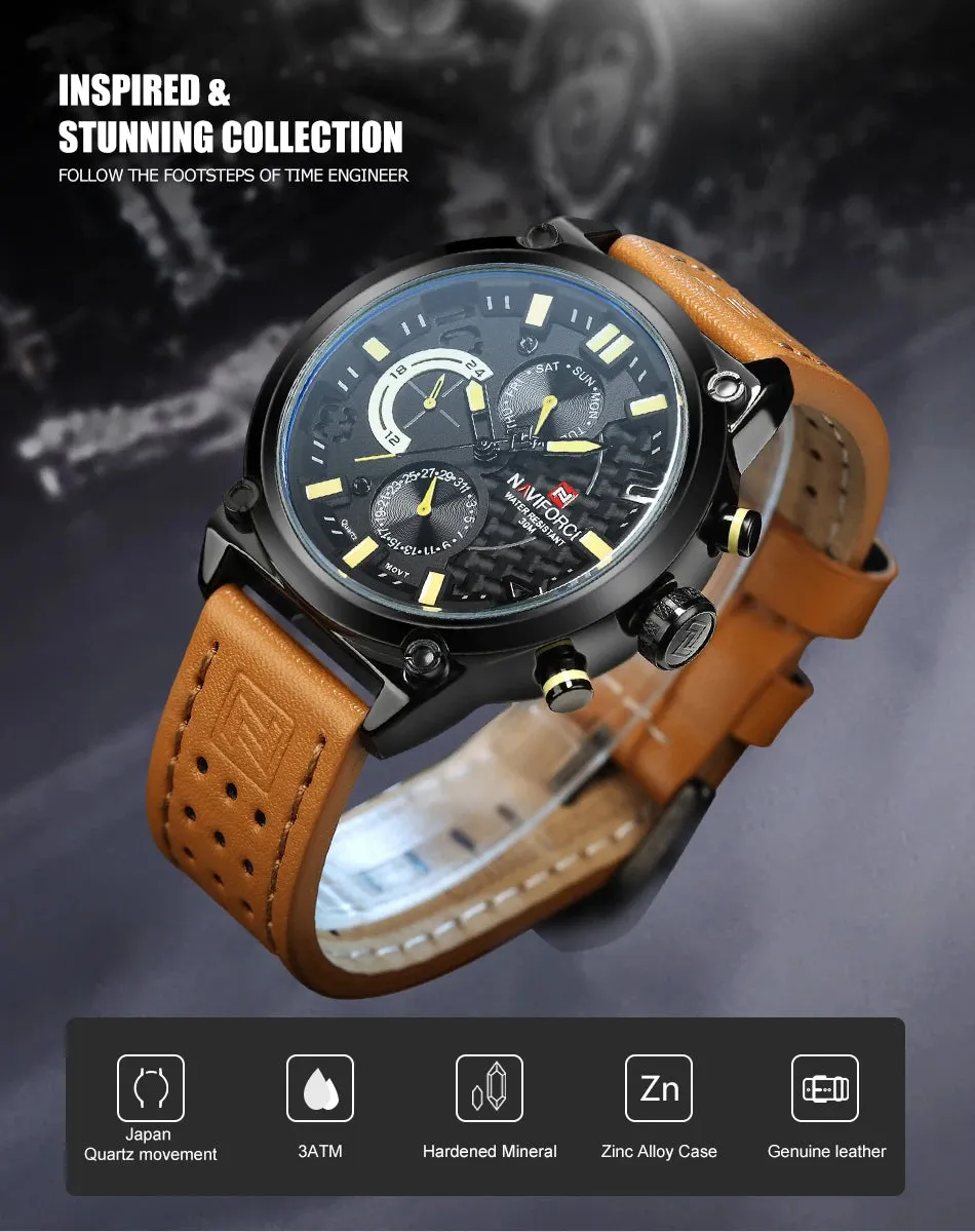 Fashion Casual Men's Watches High Quality Genuine Leather Wrist Watch For Men