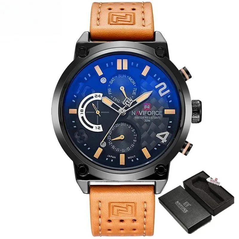 Fashion Casual Men's Watches High Quality Genuine Leather Wrist Watch For Men