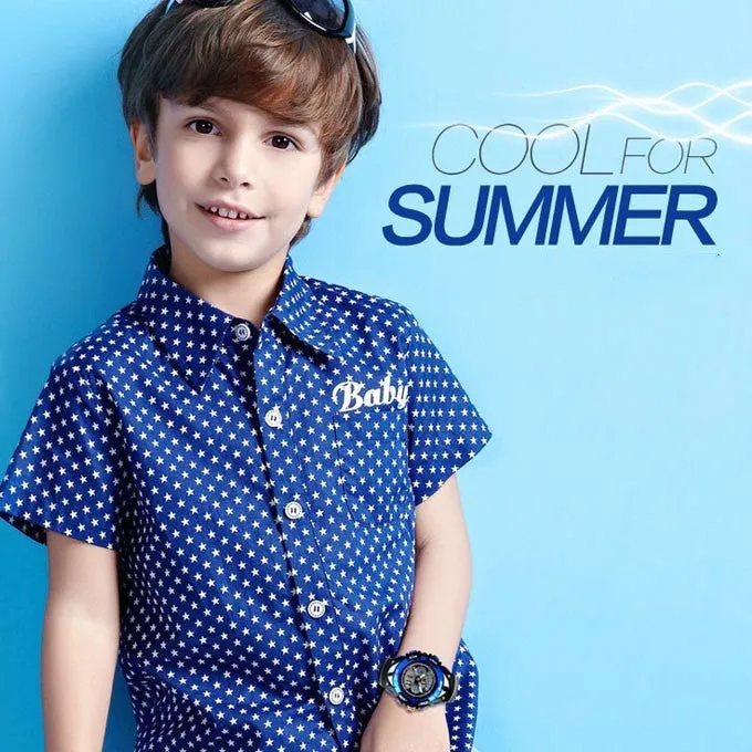 Fashion Children Watches Dual Time LED Digital Quartz Multifunctional 30m Waterproof Swim Student Sports Watch