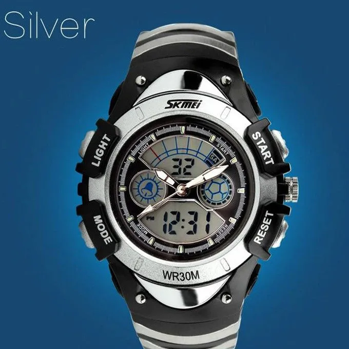 Fashion Children Watches Dual Time LED Digital Quartz Multifunctional 30m Waterproof Swim Student Sports Watch
