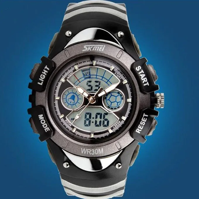 Fashion Children Watches Dual Time LED Digital Quartz Multifunctional 30m Waterproof Swim Student Sports Watch