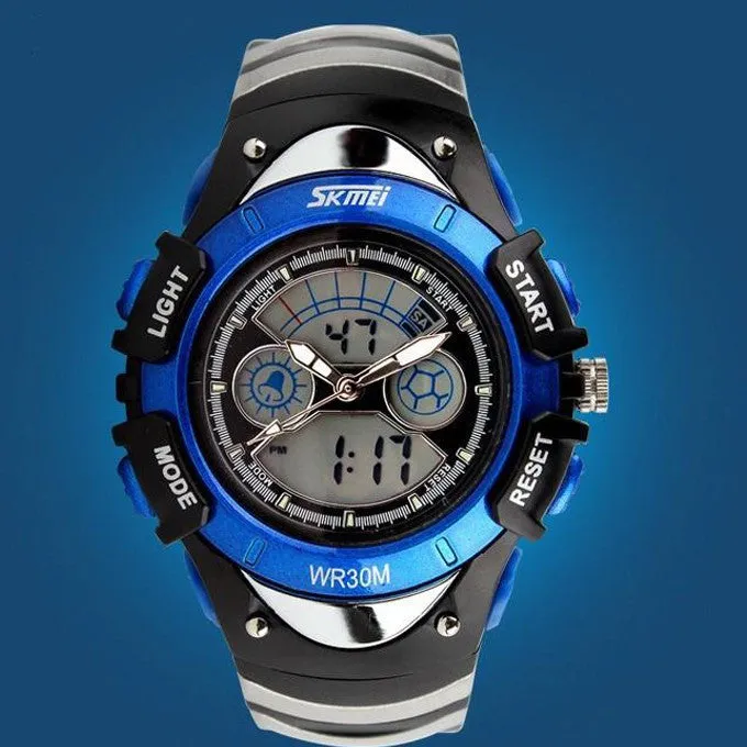 Fashion Children Watches Dual Time LED Digital Quartz Multifunctional 30m Waterproof Swim Student Sports Watch
