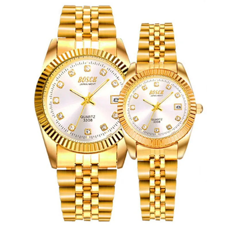 Fashion Couples Wristwatches Gold luxury  Women Dress Watch