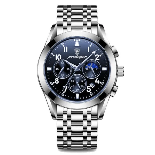 Fashion Leather Waterproof Luminous Top Brand Luxury Mens Quartz Wristwatch