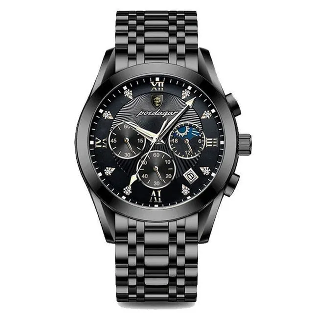 Fashion Leather Waterproof Luminous Top Brand Luxury Mens Quartz Wristwatch