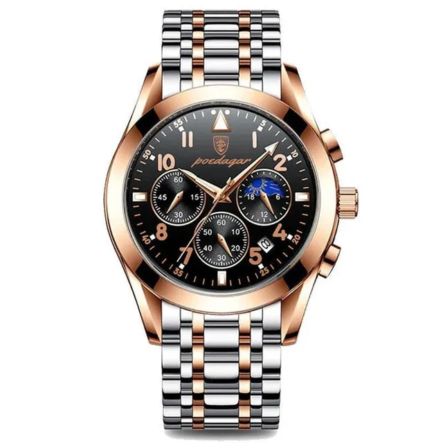 Fashion Leather Waterproof Luminous Top Brand Luxury Mens Quartz Wristwatch