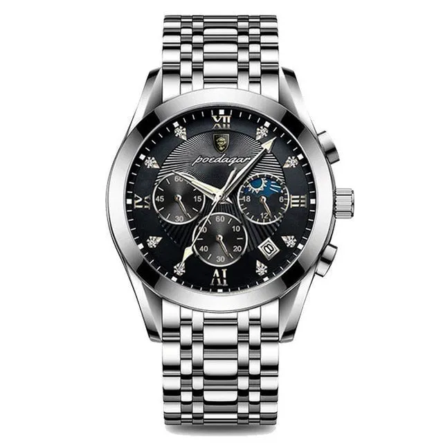 Fashion Leather Waterproof Luminous Top Brand Luxury Mens Quartz Wristwatch