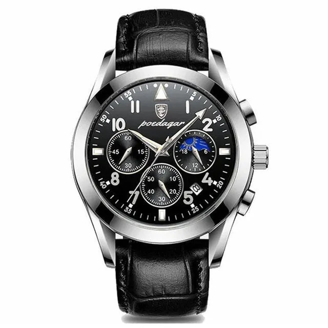 Fashion Leather Waterproof Luminous Top Brand Luxury Mens Quartz Wristwatch