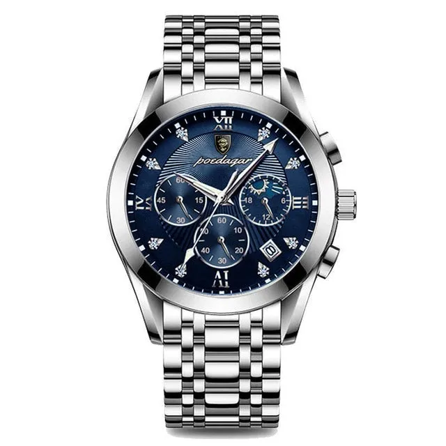 Fashion Leather Waterproof Luminous Top Brand Luxury Mens Quartz Wristwatch