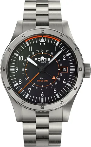 Fortis Flieger F-43 Triple GMT On Block Bracelet