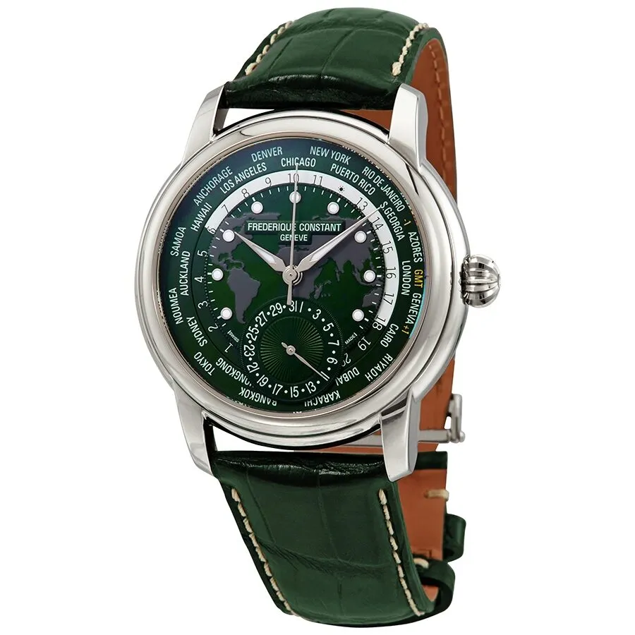 Frederique Constant Classic Wordtimer Manufacture Automatic Green Dial Men's Watch FC-718GRWM4H6