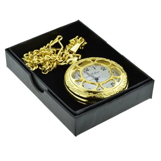 Gold Cut Out Quartz Pocket Watch