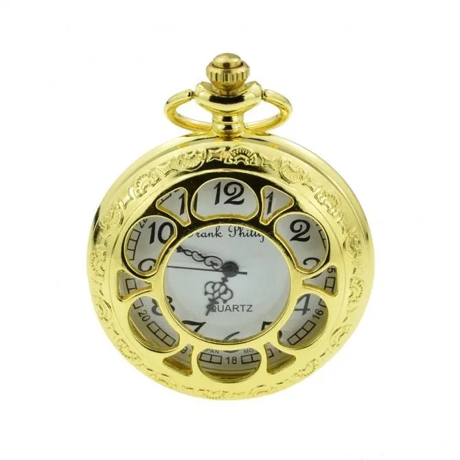 Gold Cut Out Quartz Pocket Watch
