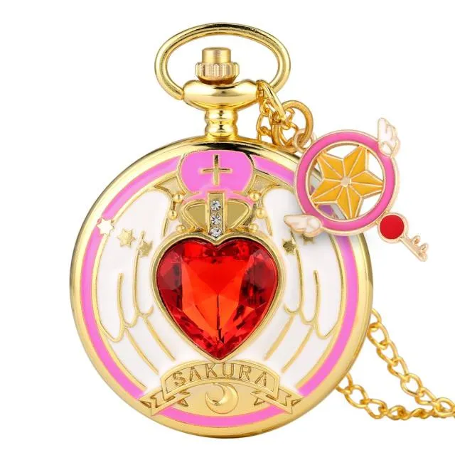Graceful Women's Patterned Case Pocket Watch