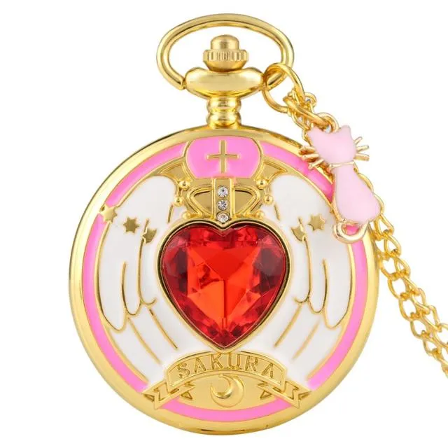 Graceful Women's Patterned Case Pocket Watch