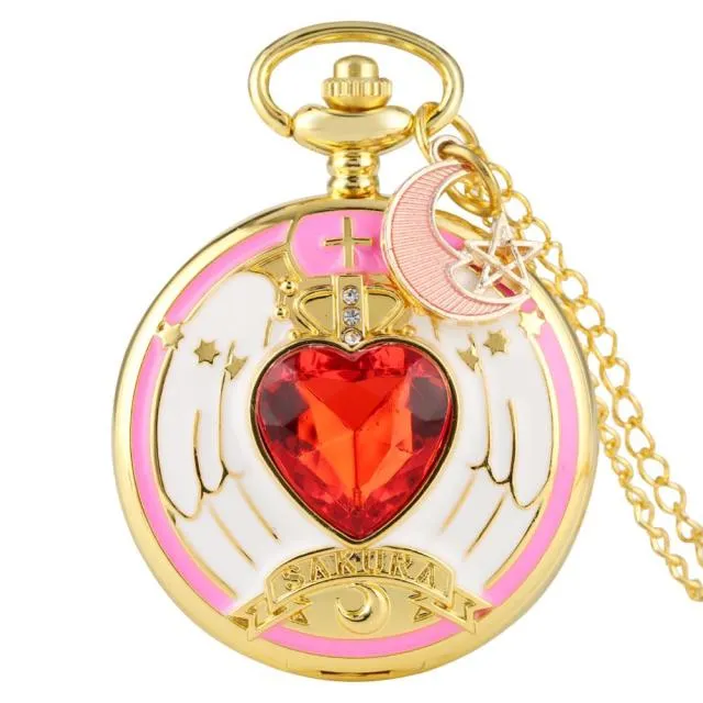 Graceful Women's Patterned Case Pocket Watch