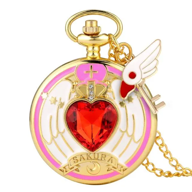 Graceful Women's Patterned Case Pocket Watch