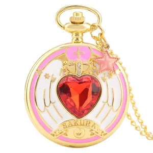 Graceful Women's Patterned Case Pocket Watch