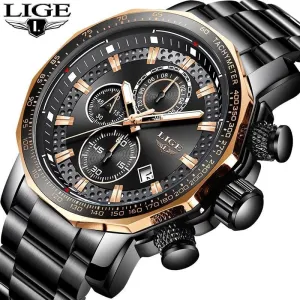 Great Gifts for Men -Famous Brand New Sport Chronograph Full Steel Quartz Waterproof Luxury Watch