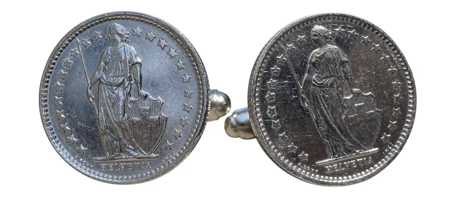 Half Swiss Franc Coin Cufflinks