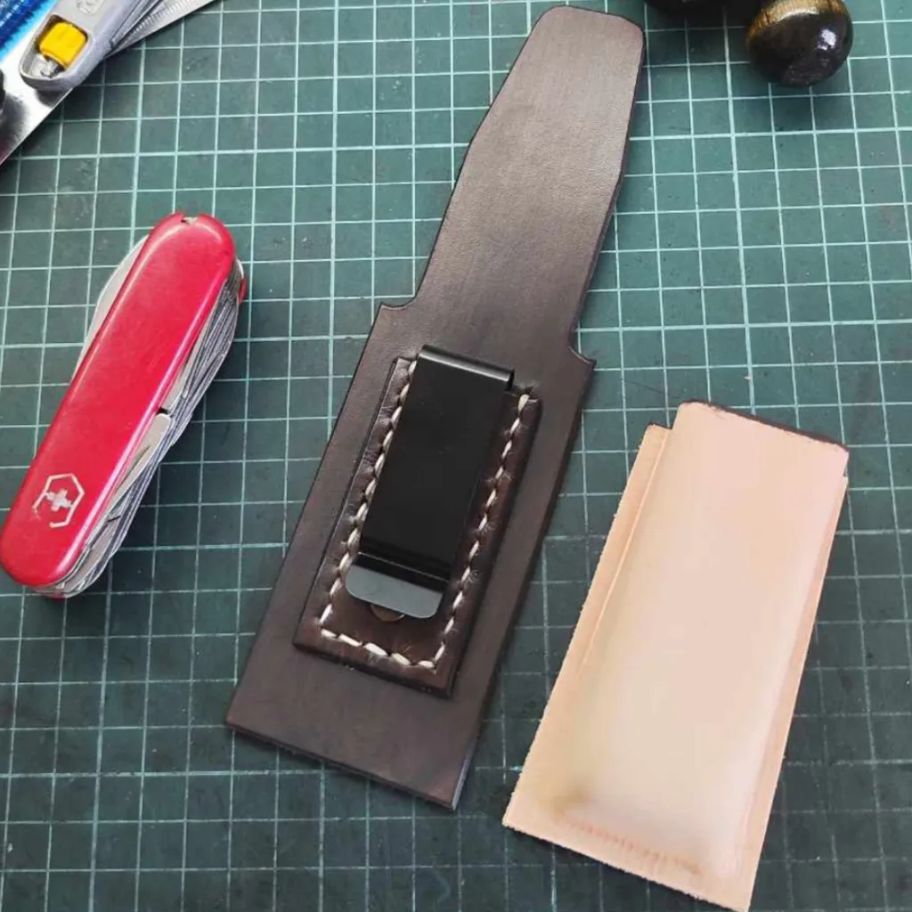 Handmade Leather Belt Clip Knife Sheath for Swiss Champ Knife