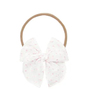 Heirloom Bow - Pink Swiss Dot Headband
