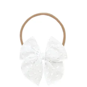 Heirloom Bow - White Swiss Dot Headband