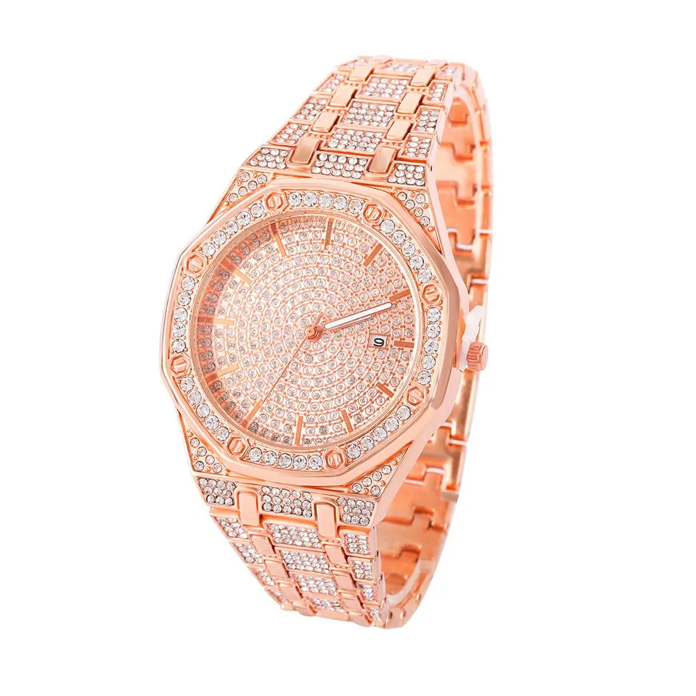 High Quality Rhinestone Paved Watch Bracelet Women Men