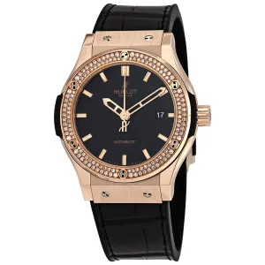 Hublot Classic Fusion Automatic Black Dial Men's 18kt Rose Gold Diamond Watch 542.OX.1180.LR.1104