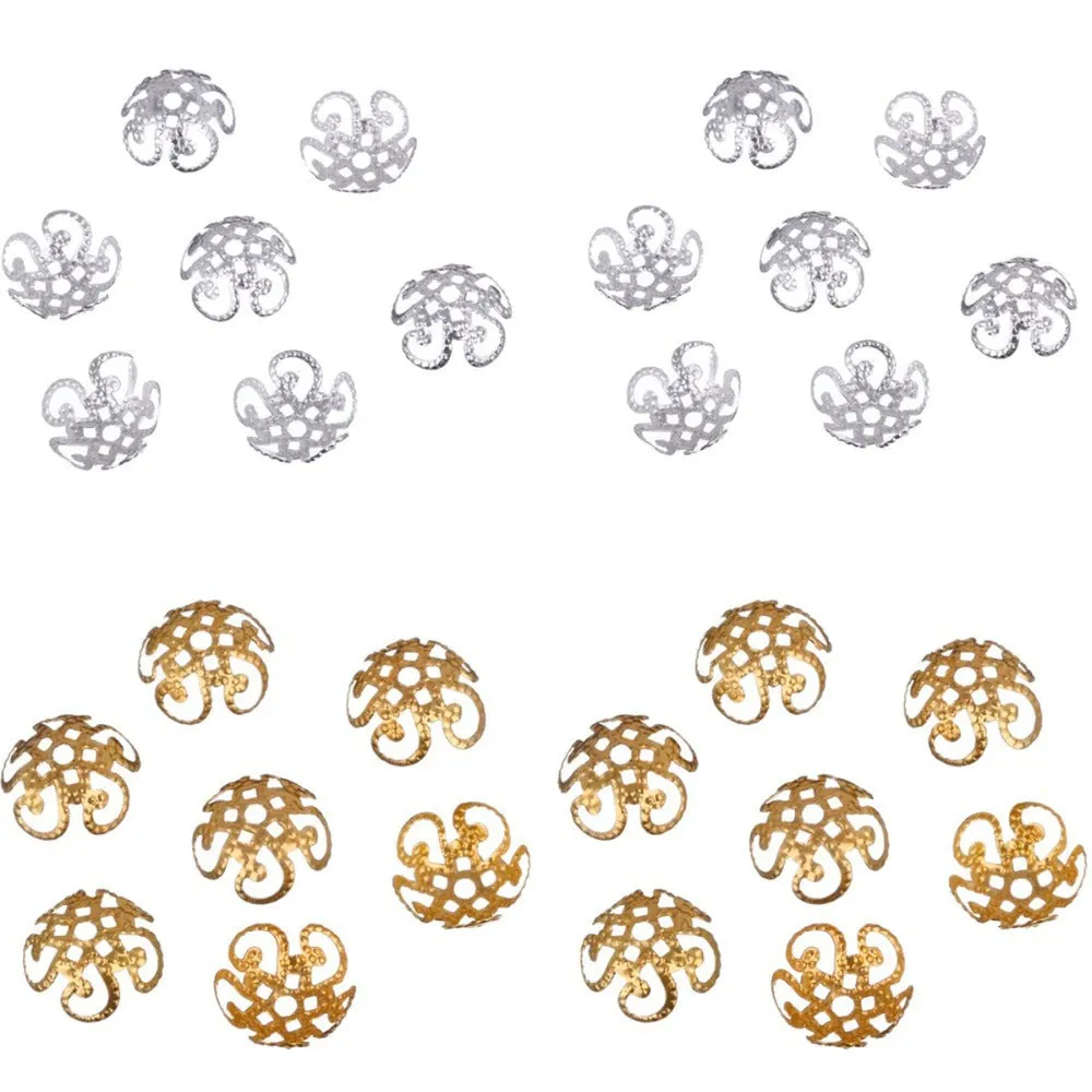 LNRRABC 100 pcs/200 pcs/lot 2015 High Quality pesca DIY Hollow Flower Metal Charms Bead Caps for Jewelry Making 10m