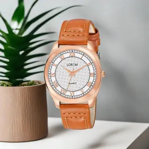 LOREM White Cubic Designer Printed Dial Analog Watch For Women LR337