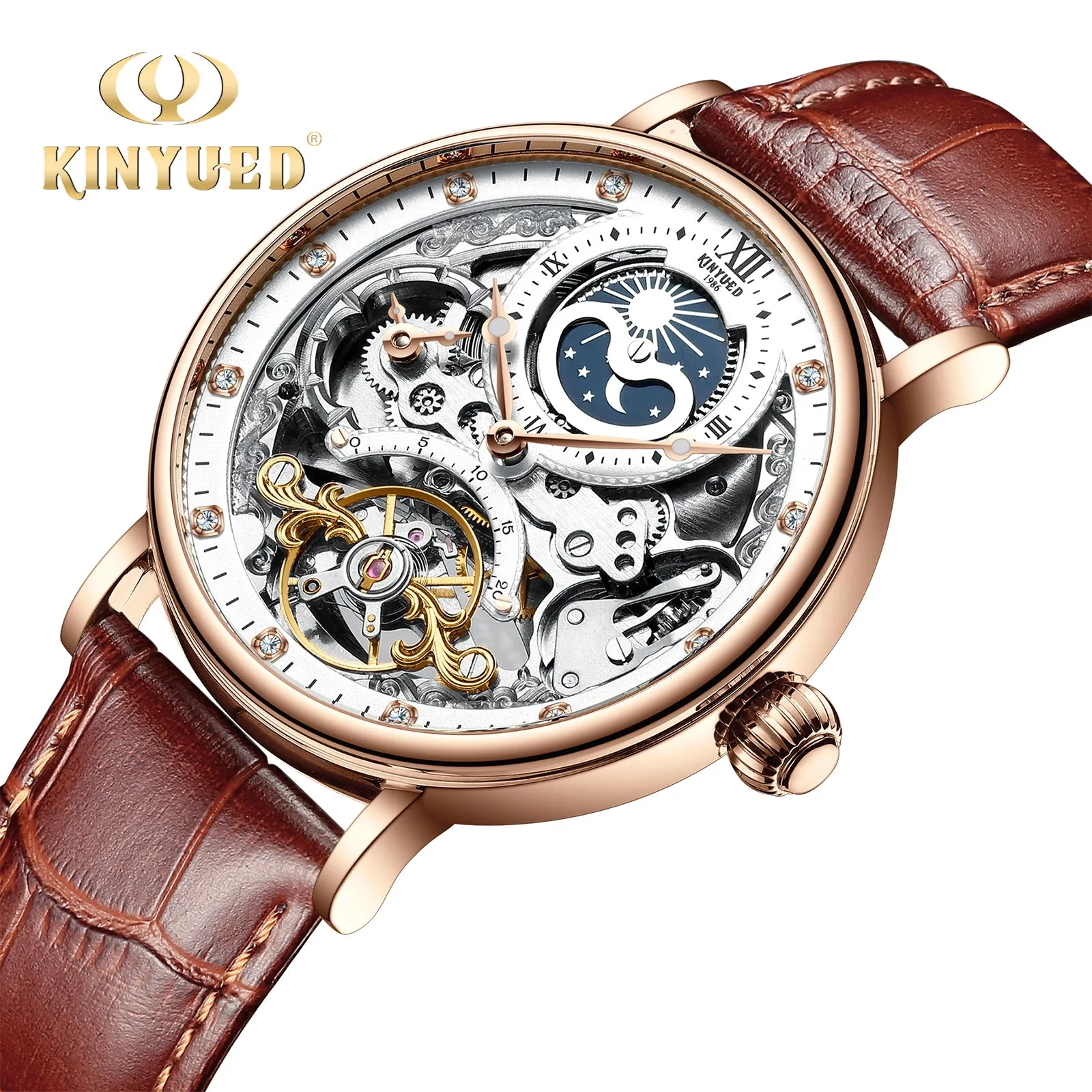 Luxury Leather Waterproof  Automatic Watch