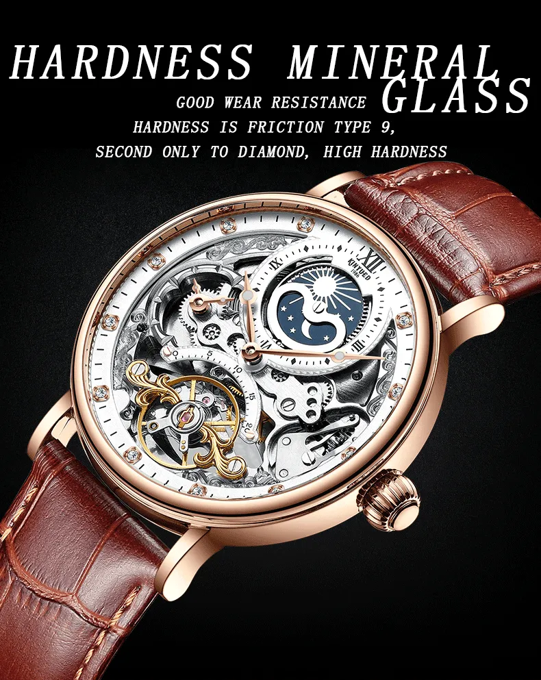 Luxury Leather Waterproof  Automatic Watch