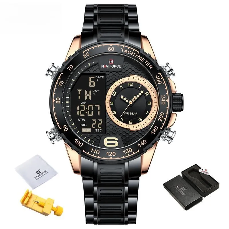 Luxury Watch Sexy Stainless Steel Digital Sport Chronograph Quartz Men Wristwatch
