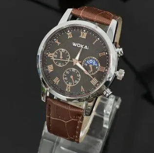 Men Business Wrist Watch Quartz Casual Belt Men's Watch Brown Watch