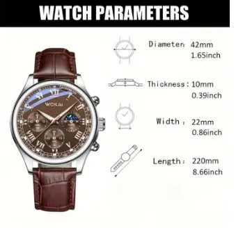 Men Business Wrist Watch Quartz Casual Belt Men's Watch Brown Watch