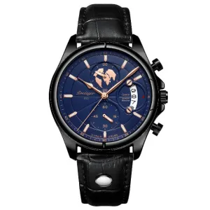 Men Watch Fashion Chronograph Leather Quartz Watches Waterproof Luminous Top Brand Luxury Casual Sport Men's Wristwatchwish  Sports Waterproof Wrist Watch