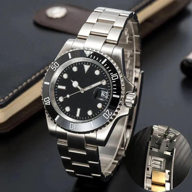 mens automatic mechanical ceramics watches 41mm full stainless steel Gliding clasp Swimming wristwatches sapphire luminous watch montre de luxe