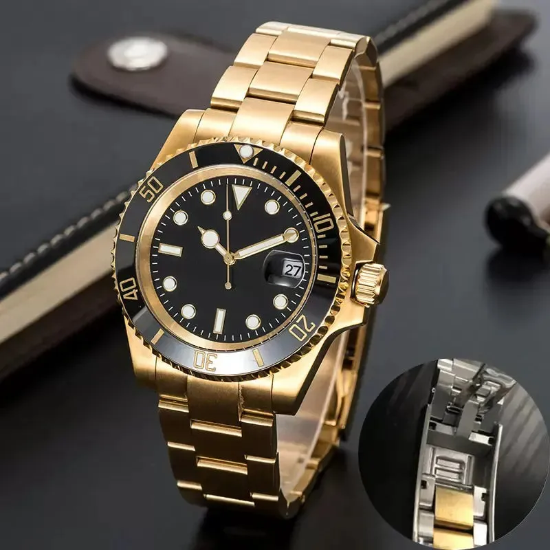 mens automatic mechanical ceramics watches 41mm full stainless steel Gliding clasp Swimming wristwatches sapphire luminous watch montre de luxe