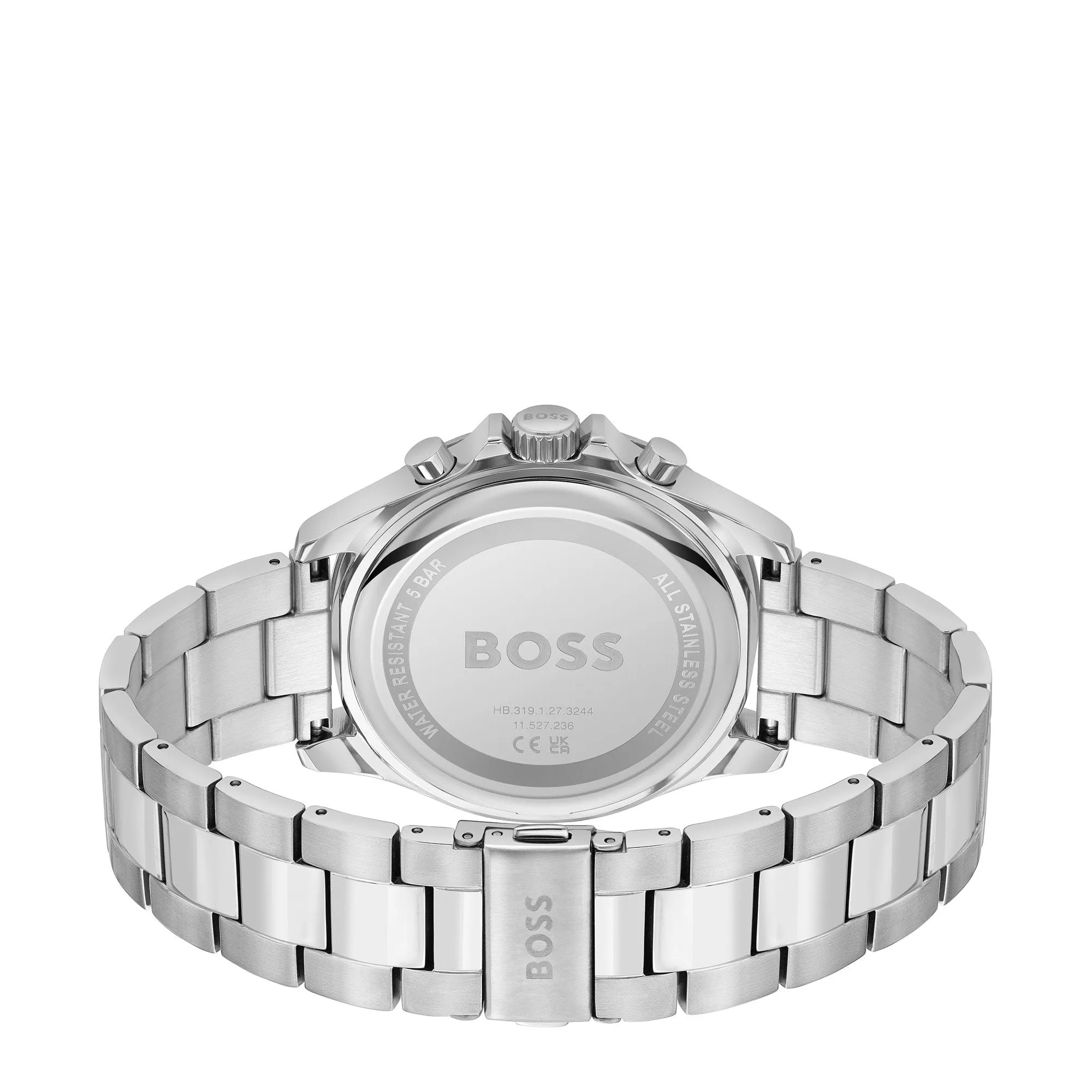 Mens BOSS Silver/Blue/Red Troper Bracelet Watch