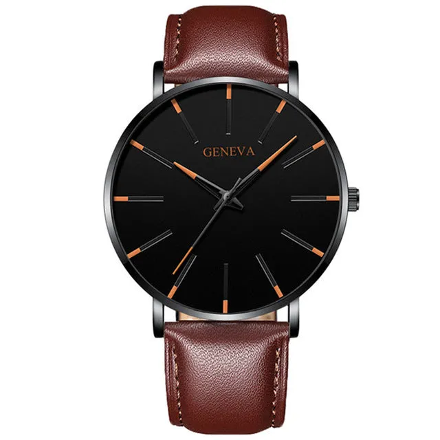 Men's Fashion Ultra Thin Watches  Steel Mesh