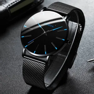 Men's Fashion Ultra Thin Watches  Steel Mesh