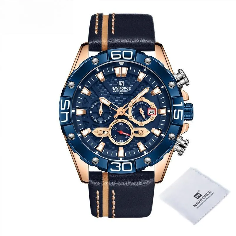 Men's Genuine Leather Watches Fashion Waterproof Wrist Watch