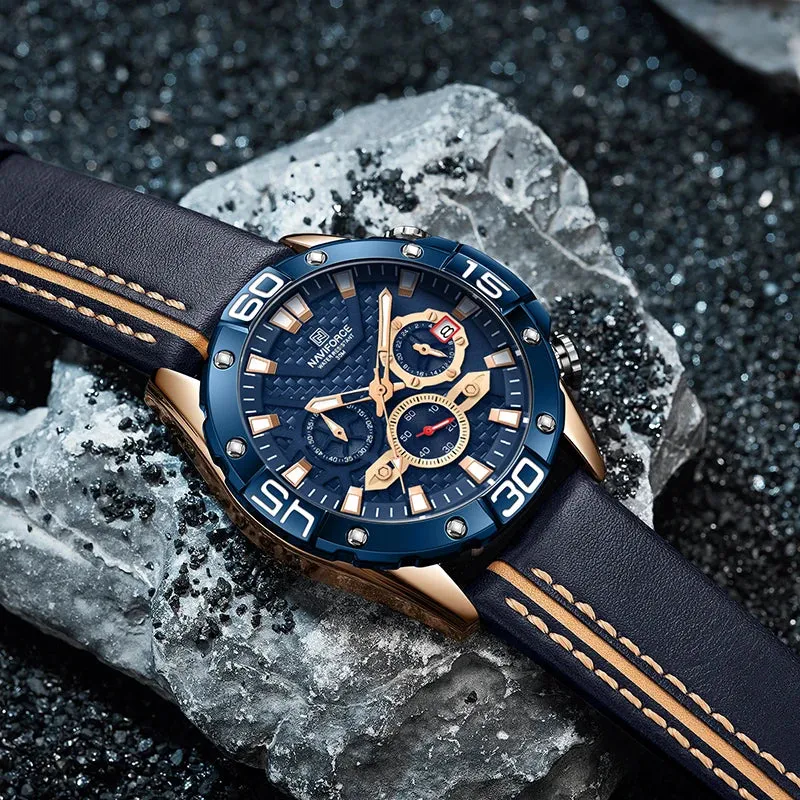Men's Genuine Leather Watches Fashion Waterproof Wrist Watch