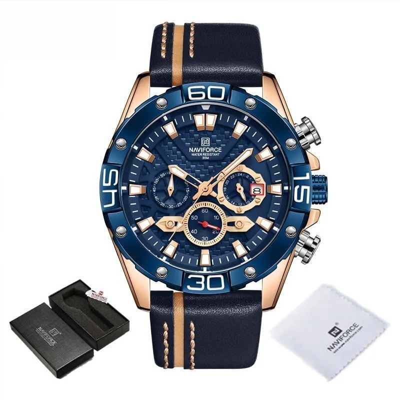 Men's Genuine Leather Watches Fashion Waterproof Wrist Watch