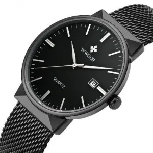 Men's mesh belt quartz watch wholesale ultra-thin waterproof steel
