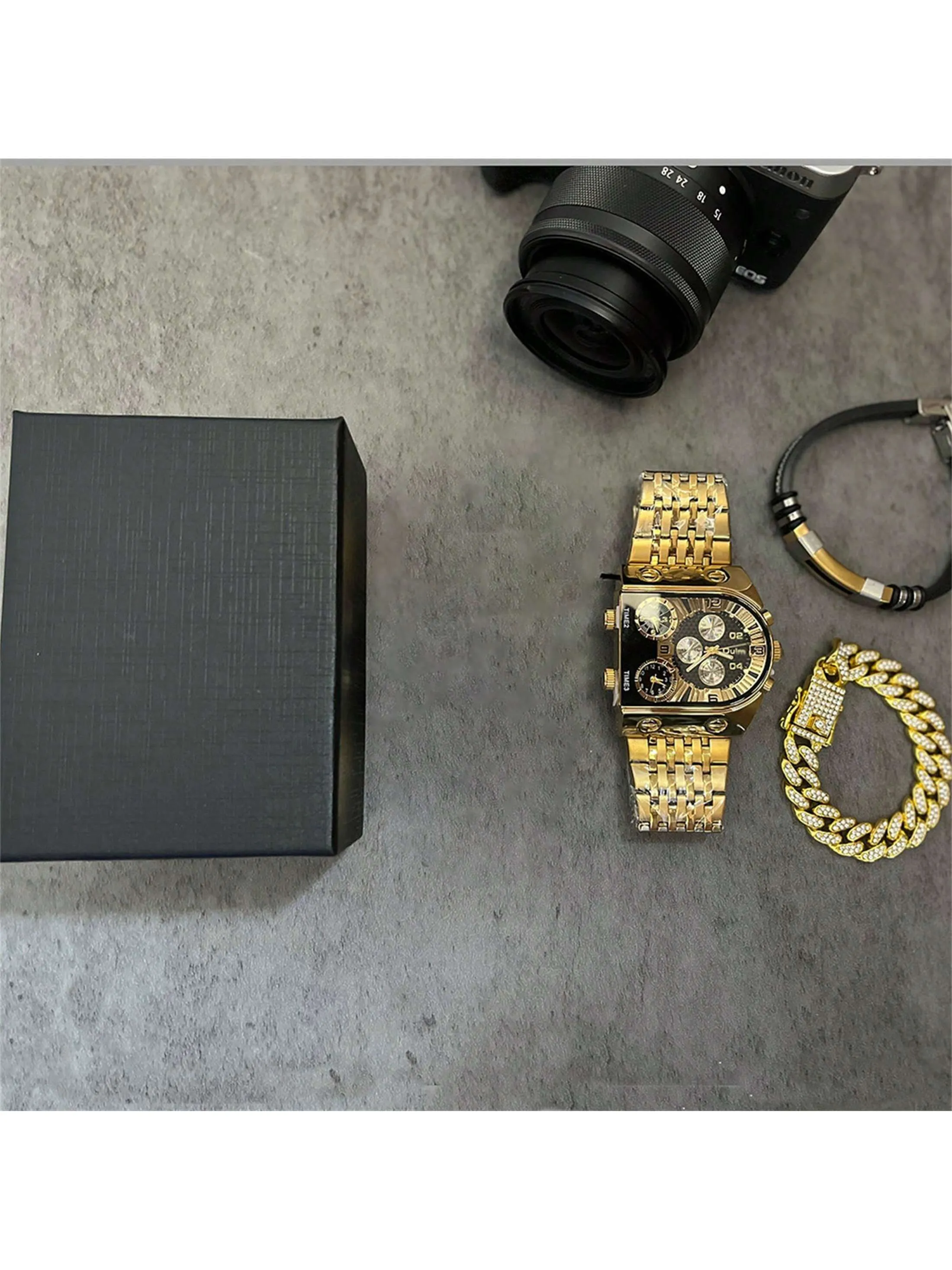 Men's Multifunctional Alloy Strap Large Dial Waterproof Quartz Watch